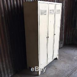 Triple Industrial Vintage Lockers, Upcycled Reworked Funky Retro 3 Door Workshop