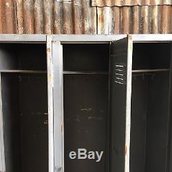 Triple Industrial Vintage Lockers, Upcycled Stars Funky Retro 3 Door Workshop