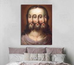 Trois Faces Jésus Canvas Imprimer Affiche Religieuse Chrétienne Reproduction D'art