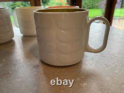 Ultra rare grandes tasses à café / thé Orla Kiely à pied surélevé x 4. VOIR MES AUTRES.