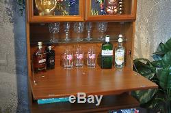 Upcycled Vintage Retro Teak Drinks Cabinet Bar Bibliothèque Decoupage Marine Lémur