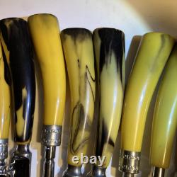 Ustensiles de cuisine vintage en bakélite et acier inoxydable, ensemble de 15 pièces, belle couleur