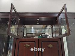 VITRINE Porte en Verre Miroir Placage Acajou Tiroirs Armoire LIVRAISON GRATUITE