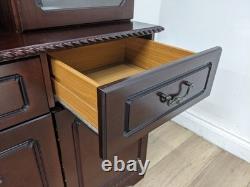 VITRINE Porte en Verre Miroir Placage Acajou Tiroirs Armoire LIVRAISON GRATUITE