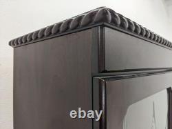 VITRINE Porte en Verre Miroir Placage Acajou Tiroirs Armoire LIVRAISON GRATUITE