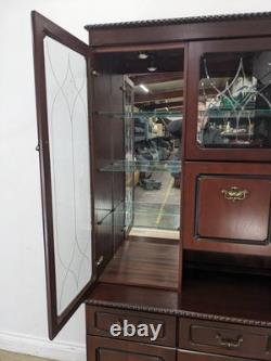 VITRINE Porte en Verre Miroir Placage Acajou Tiroirs Armoire LIVRAISON GRATUITE
