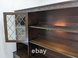 VITRINE Stanley Bois Chêne Placage 3 Tiroirs Armoire en Verre LIVRAISON GRATUITE