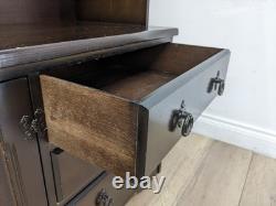 VITRINE Stanley Bois Chêne Placage 3 Tiroirs Armoire en Verre LIVRAISON GRATUITE