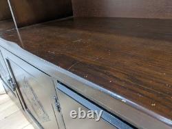 VITRINE Stanley Bois Chêne Placage 3 Tiroirs Armoire en Verre LIVRAISON GRATUITE