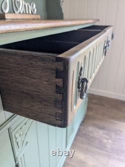 Vaisselier Dresser vintage vert upcyclé