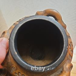 Vase couvert en terre cuite vintage fait main, 20 cm, urne, jarre