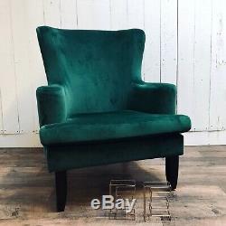 Velvet Wingback Chair Lounge Furniture Fauteuil D'appoint Velours Vert Émeraude