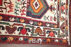 Vente Vintage Géométrique Tribal Bakhtiari Tapis Main Noueuse Oriental Red 5x10