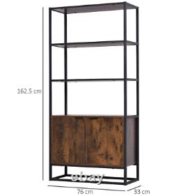 Vieille Bibliothèque Industrielle Grande Étagère Rustique Tall Side Cabinet Display Storage