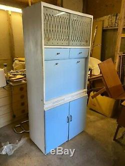 Vintage 1950 60 Remploy Bleu Blanc Cuisine Larder Tiroirs Armoire Cabinet