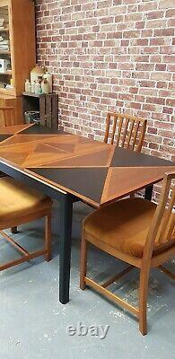 Vintage 1970s Mcintosh Teck Table Extensible Et 4 Chaises Retro MID Century Quirky