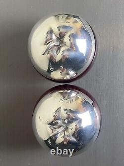 Vintage Argenté Sur Laiton Ruby Red Verre Pomme Sucre Gelée Confiture Pot Bol 2