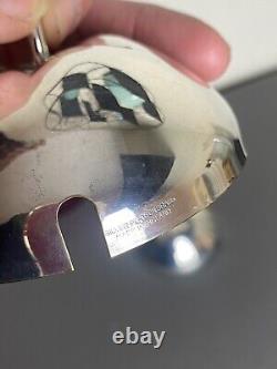 Vintage Argenté Sur Laiton Ruby Red Verre Pomme Sucre Gelée Confiture Pot Bol 2