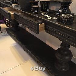 Vintage / Feature / Très Grand Style Colonial Black Table Console Château / Manoir