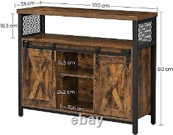 Vintage Industrial Sideboard Rustic Cupboard Armoire Tv Stand Storage Unit Slim