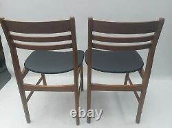 Vintage Retro MI Siècle Teck En Bois Cuisine Danoise Chaises À Manger X 2 60s 70s