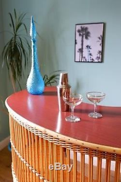 Vintage Retro Style Années 50 En Bambou Style Bambou Incurvé Cocktails Boissons Cabinet Home Bar