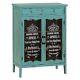 Vintage Shabby Chic Armoires De Rangement Cabinet En Bois 2 Portes En Verre Bleu