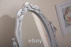 Vintage Silver Style Coiffeuse Rembourré Tabouret Miroir Ovale Caleçons De