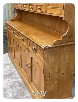 Vintage Solide Pine Welsh Dresser 4x Spice Drawers Carved Pelmet Dovetailed Draws