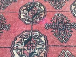 Vintage Traditionnel À La Main Oriental Afghan Bokhara Laine Rouge Grand Tapis De Rug