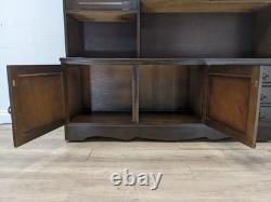 Vitrine Stanley en placage de chêne à 3 tiroirs avec portes en verre, livraison gratuite
