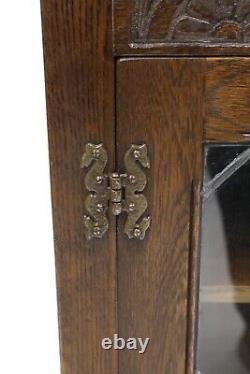 Vitrine bibliothèque en chêne de style ancien avec verre plombé - Livraison GRATUITE au Royaume-Uni