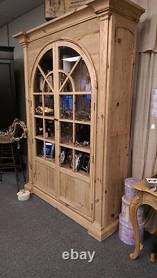 Vitrine bibliothèque grande armoire d’exposition bibliothèque en pin recyclé