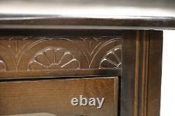 Vitrine d'exposition en chêne de style ancien avec portes en verre plombé - Livraison GRATUITE au Royaume-Uni