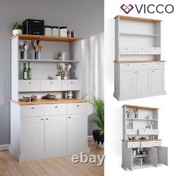 Vitrine de cuisine buffet meuble de cuisine étagère Bergamo chêne blanc Vicco