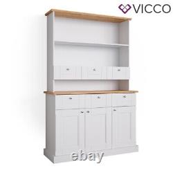 Vitrine de cuisine buffet meuble de cuisine étagère Bergamo chêne blanc Vicco