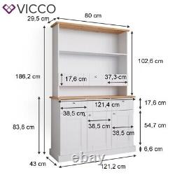 Vitrine de cuisine buffet meuble de cuisine étagère Bergamo chêne blanc Vicco