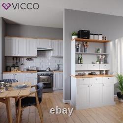 Vitrine de cuisine buffet meuble de cuisine étagère Bergamo chêne blanc Vicco