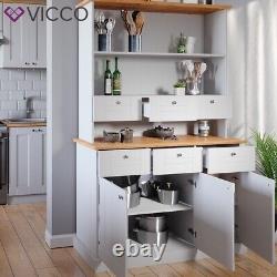 Vitrine de cuisine buffet meuble de cuisine étagère Bergamo chêne blanc Vicco