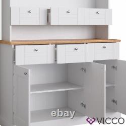 Vitrine de cuisine buffet meuble de cuisine étagère Bergamo chêne blanc Vicco