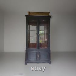 Vitrine en bois massif de style vintage - Cabinet vitré peint en noir