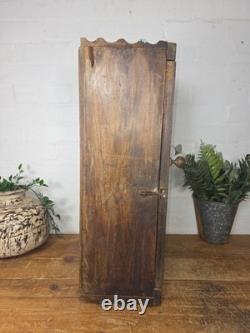 Vitrine en bois vintage indien colonial, armoire murale pour salle de bain et cuisine avec vitrages