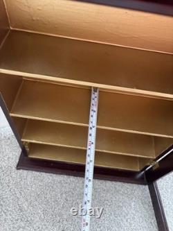 Vitrine vintage en bois avec porte en verre, étagère murale, boîte à ombres, 18 emplacements d'affichage